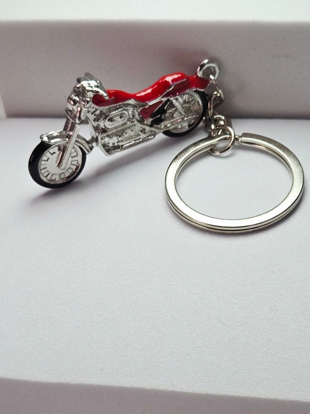 Red Motorcycle Keychain Harley Sportster Style Biker Key Ring Gift Accessory